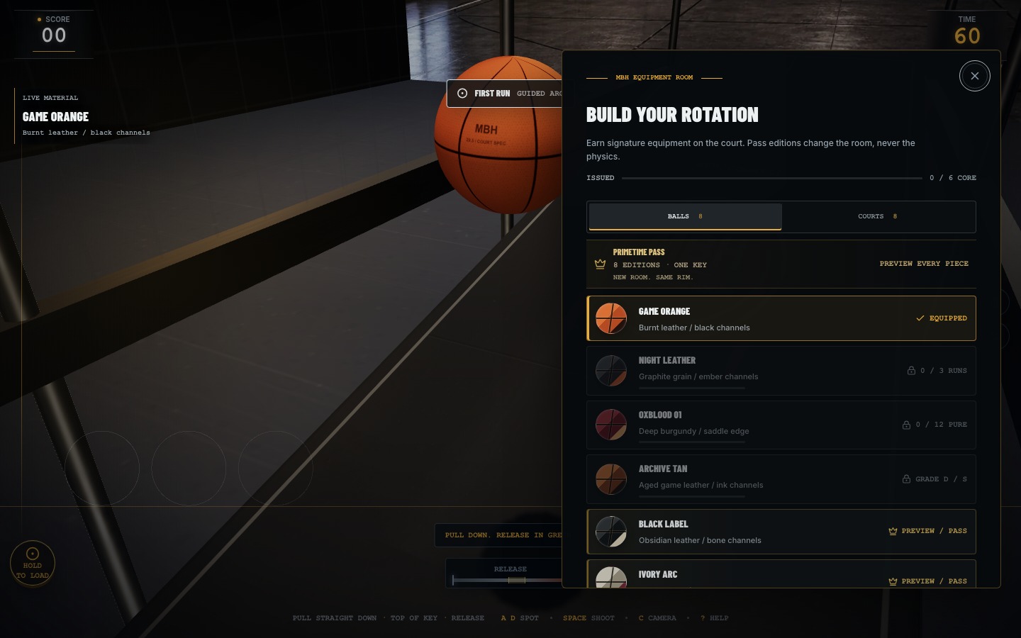 The MBH Equipment Room — build your rotation, preview every piece